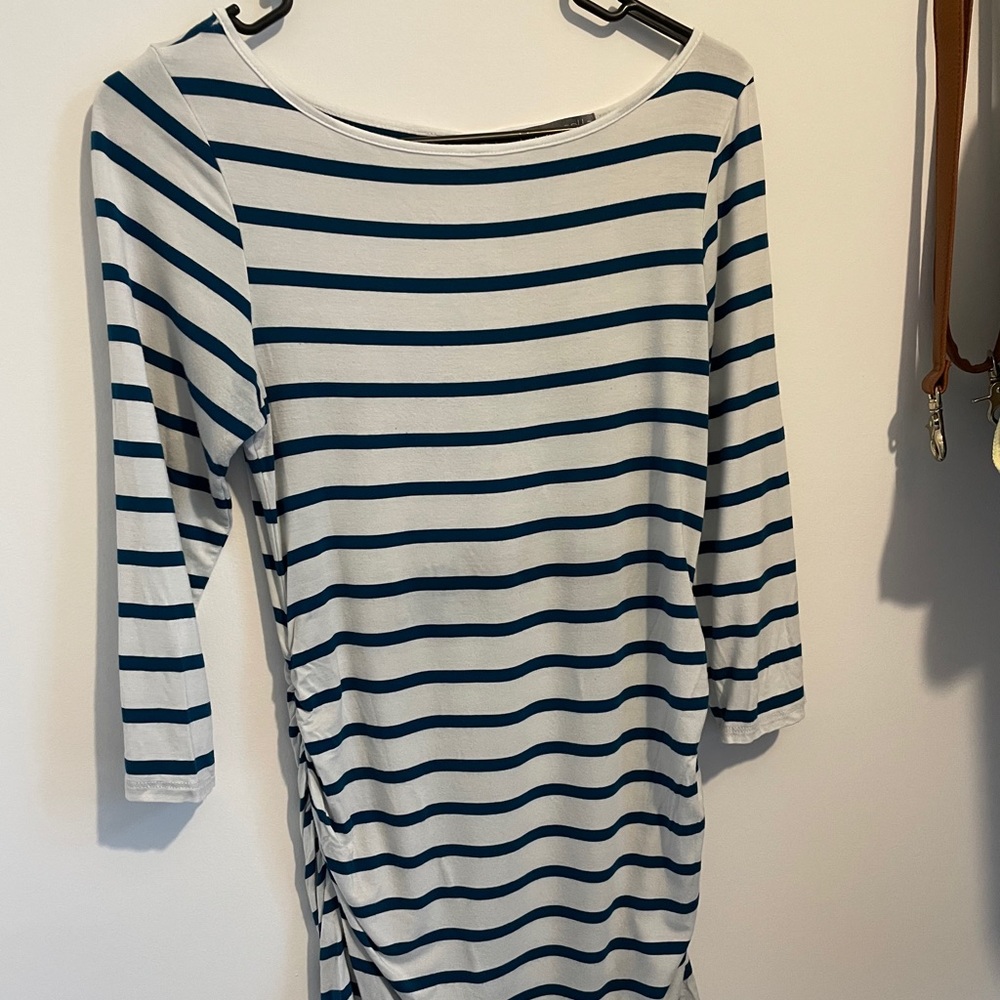 Love Apella XS Maternity Top Turquoise Stripe